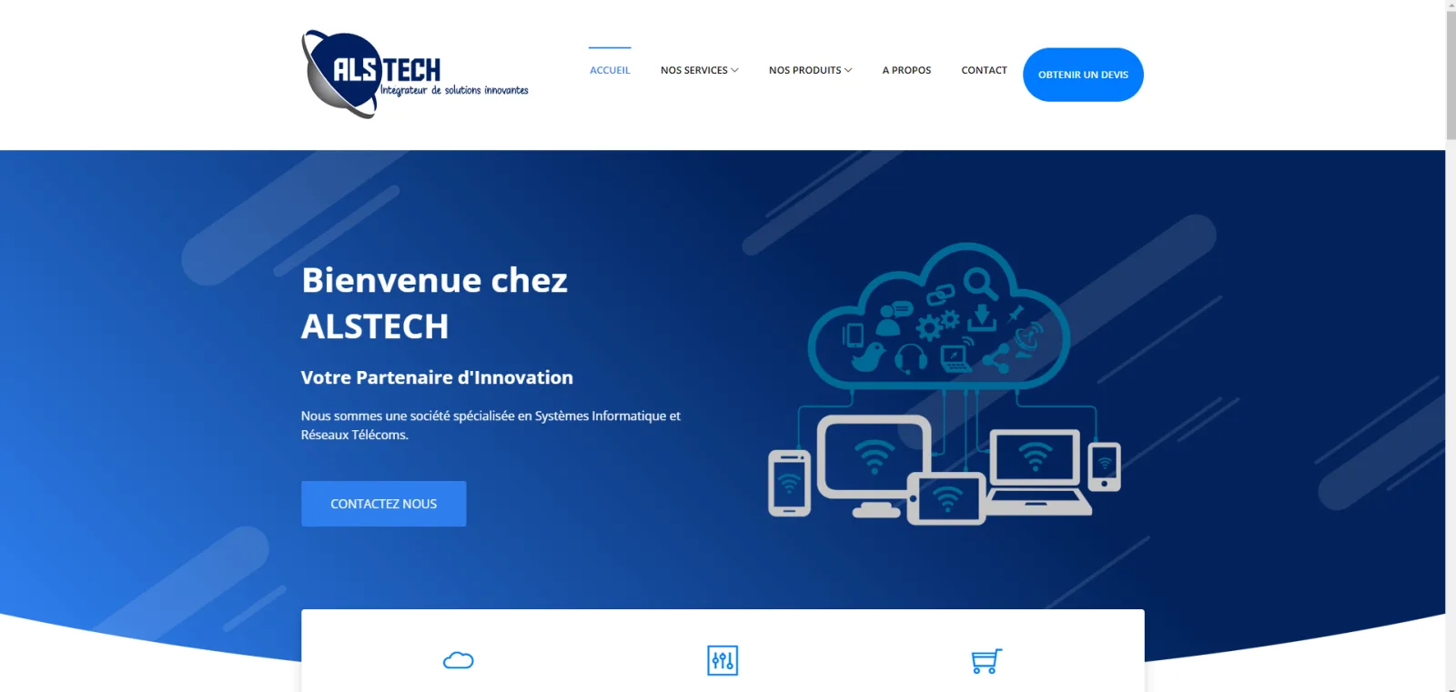 Page d'accueil du site d'Alstech