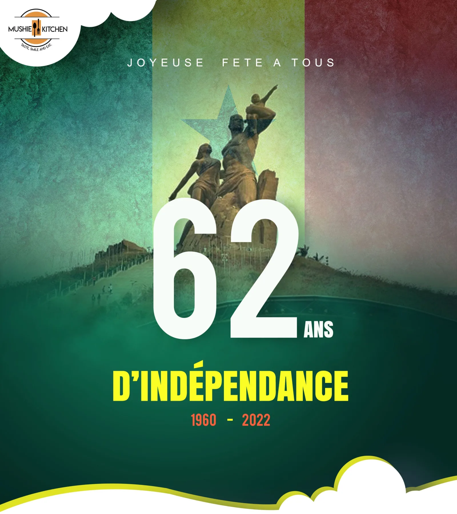 Affiche Mushie Kitchen pour la fête de l'Indépendance du Sénégal